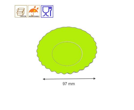 etal-shops.com - Petite assiette support en carton de couleur vert anis 97 mm x 500 Nordia