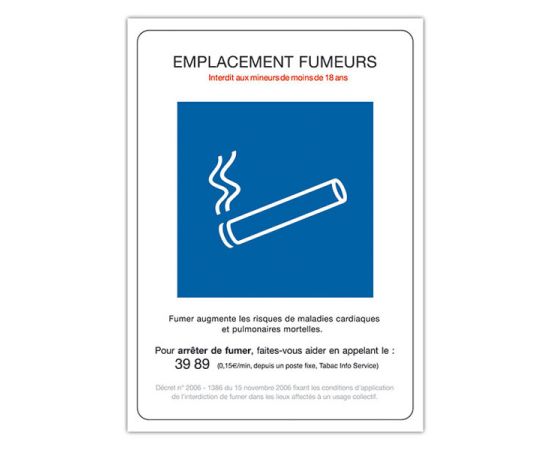 etal-shops.com - Pancarte rigide "EMPLACEMENT FUMEUR" 15x21 cm, fil nylon