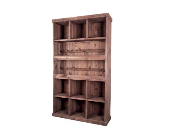 etal-shops.com - meuble presentoir caviste pin 9 cases 2 etageres madera couleur - gris, Couleur: Gris