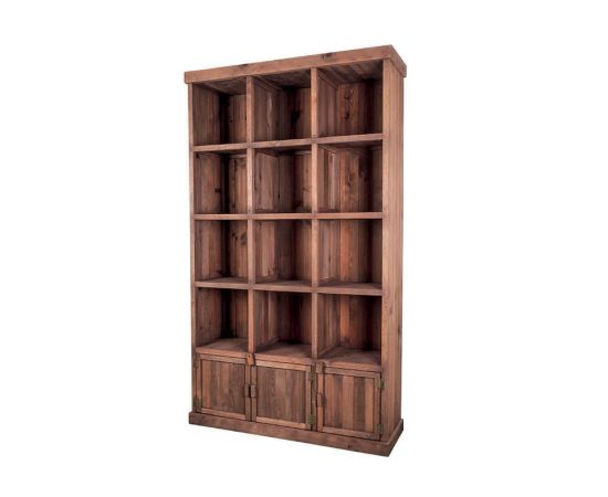 etal-shops.com - meuble presentoir pin 12 cases 3 portes madera couleur - gris, Couleur: Gris