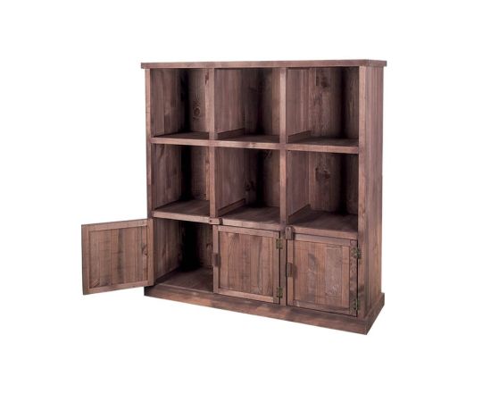 etal-shops.com - meuble presentoir pin 6 cases 3 portes madera couleur - gris, Couleur: Gris