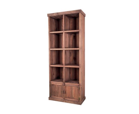 etal-shops.com - meuble presentoir pin 8 cases 2portes madera couleur - gris, Couleur: Gris