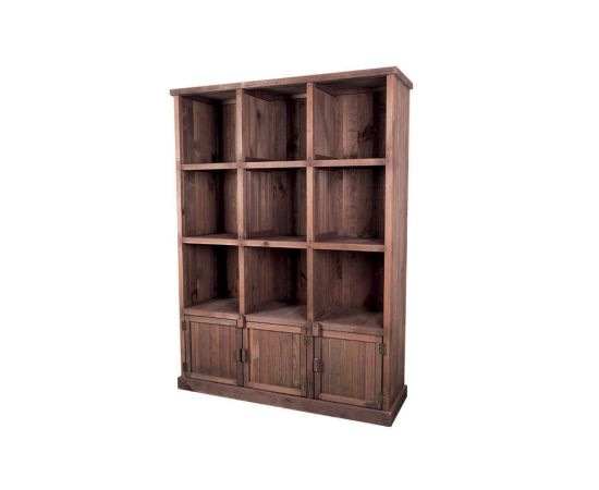 etal-shops.com - meuble presentoir pin 9 cases 3 portes madera couleur - gris, Couleur: Gris