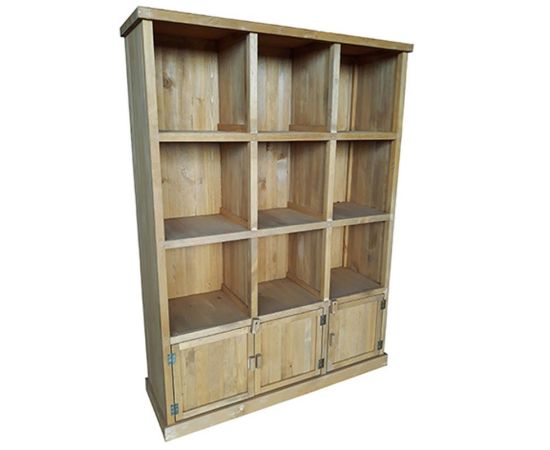 etal-shops.com - meuble presentoir pin 9 cases 3 portes madera couleur - miel