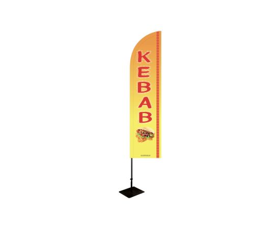 etal-shops.com - Drapeau "KEBAB" de dimensions 255 x 60 cm avec Kit mât et platine métallique