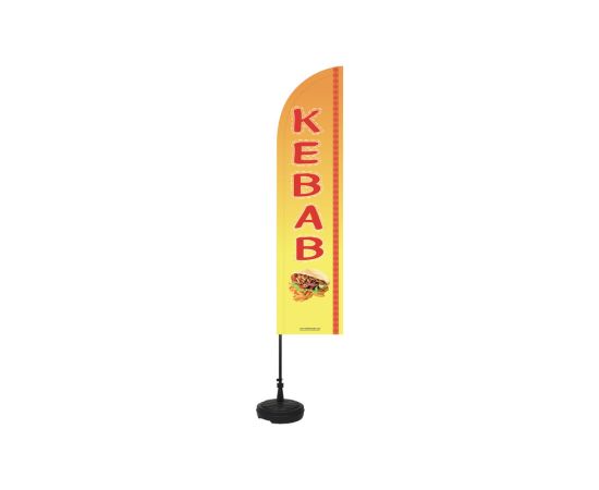 etal-shops.com - Drapeau "KEBAB" de dimensions 255 x 60 cm avec son kit socle plastique et mât