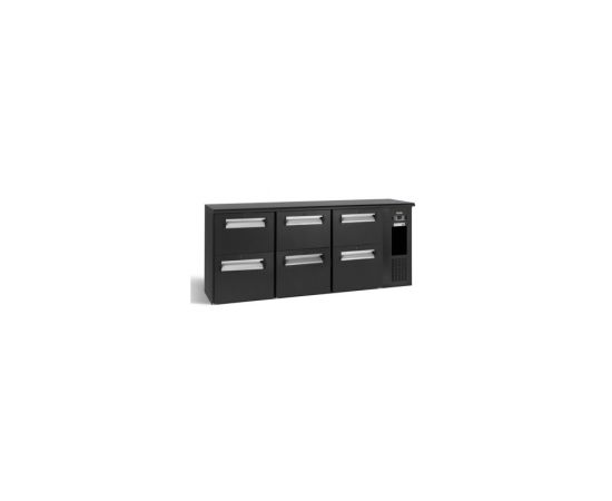 etal-shops.com - Arriere bar noir 3 blocs de 2 tiroirs symétriques avec groupe logé - Gamko