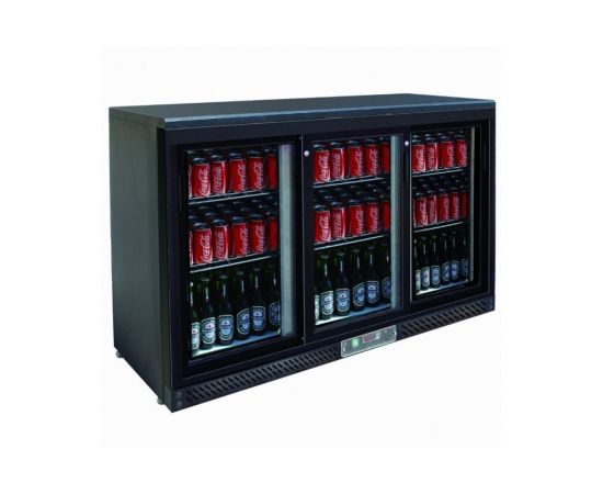 etal-shops.com - Arrière bar réfrigéré noir 335 L, 3 portes coulissantes - SeriaPro