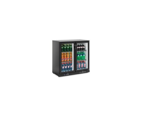 etal-shops.com - Arrière bar réfrigéré noir pour bouteilles 2 portes 220 L - Infrico