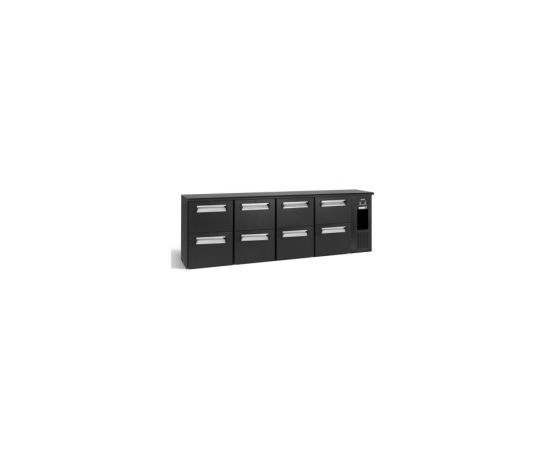 etal-shops.com - Arrière bar noir 4 blocs de 2 tiroirs symétriques - Gamko