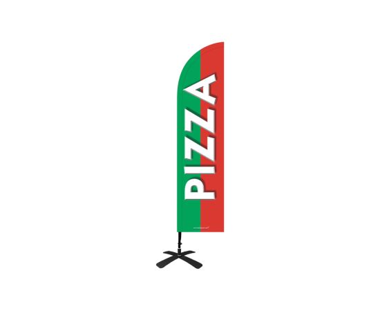 etal-shops.com - Drapeau publicitaire "PIZZA" de dimensions 255 x 60 cm avec Kit complet Tramontane