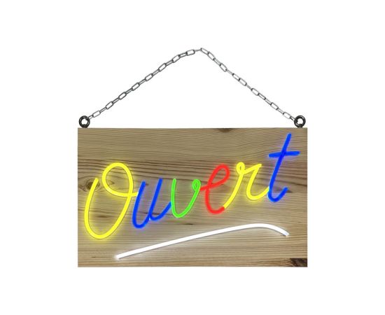 etal-shops.com - Enseigne lumineuse LED intérieur "Ouvert" en bois - Fabrication française