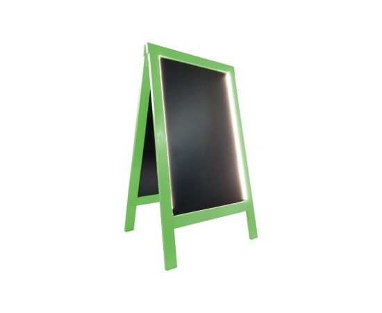 etal-shops.com - Chevalet stop trottoir bois couleur vert de dimensions 127 x 75 cm avec éclairage LED et batterie 9 800 mAh, Shipping Google: FR::Standard:10.68 EUR, Couleur: Vert, Couleur du cadre: Vert