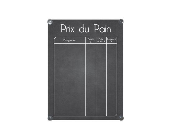 etal-shops.com - Panneau "PRIX DU PAIN" format A1 avec fixation ventouses