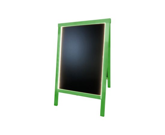 etal-shops.com - Chevalet stop trottoir bois couleur vert de dimensions 90 x 55 cm avec éclairage LED et batterie 9 800 mAh, Shipping Google: FR::Standard:10.68 EUR, Couleur: Vert, Couleur du cadre: Vert