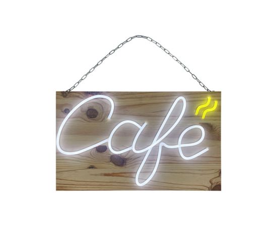 etal-shops.com - Enseigne lumineuse LED intérieur "Café" en bois - Fabrication française