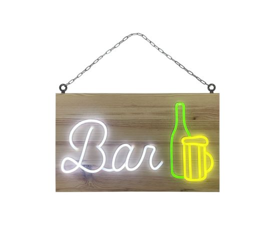 etal-shops.com - Enseigne lumineuse LED intérieur "Bar" en bois avec batterie 9 800 mAh - Fabrication française