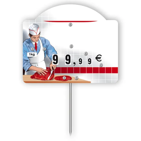 etal-shop.com - Etiquetas flash (ventanas protegidas) superior "Su carnicero" con ruedas y pinchos (paquete de 10), Color: Blanco, UN TEXTO: NO