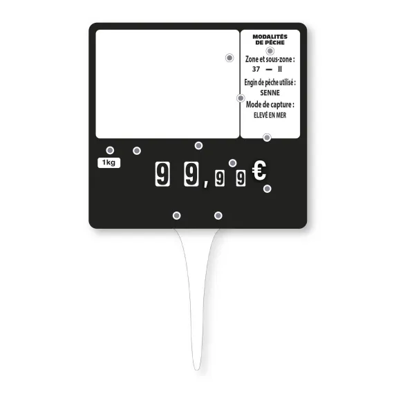 etal-shop.com - S. 10 etiquetas NEGRAS 10x10,6 cm 9 ruedas y pincho blanco