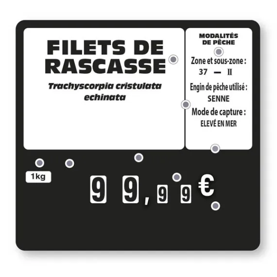 etal-shop.com - Etiqueta NEGRA 10x10,6 cm 9 ruedas sin pincho y con texto, Color: NEGRO, Envío Google: FR::Estándar:8,00 EUR, Ayuda: Sin pico