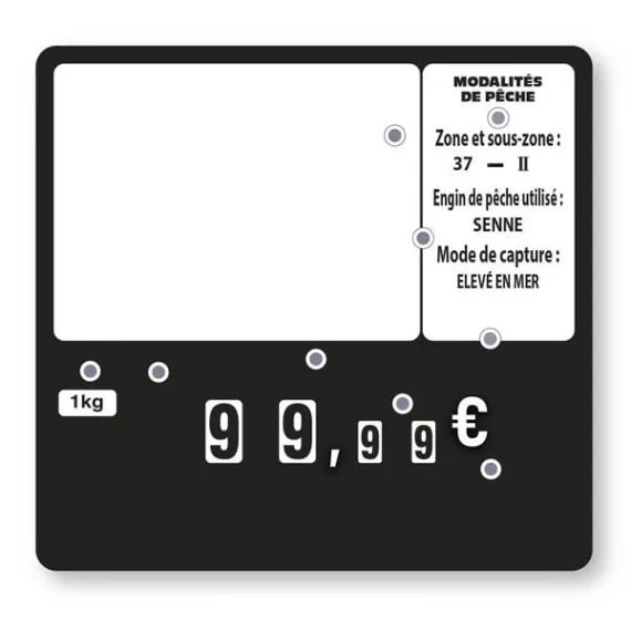 etal-shop.com - S. 10 etiquetas NEGRAS 10x10,6 cm 9 ruedas y sin pincho