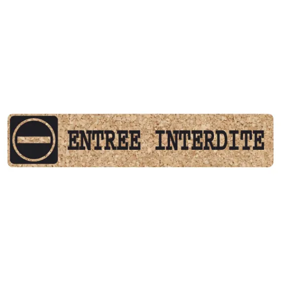 etal-shop.com - Picto adhesivo diseño corcho blanco estampado negro ENTRADA PROHIBIDA