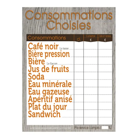 etal-shop.com - Tarif de consumo VANNIER 44x60 cm