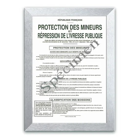 etal-shops.com - Cadre bois ALU BROSSÉ pour Loi sur l'ivresse 30x40cm