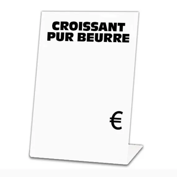 etal-shop.com - Caballetes blancos "Precio de vitrina" 5x7 cm con texto, Color: Blanco, UN TEXTO: SÍ, Envío Google: FR::Estándar:8,00 EUR